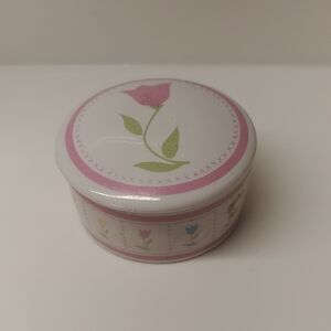Pink Floral Round Tin Box